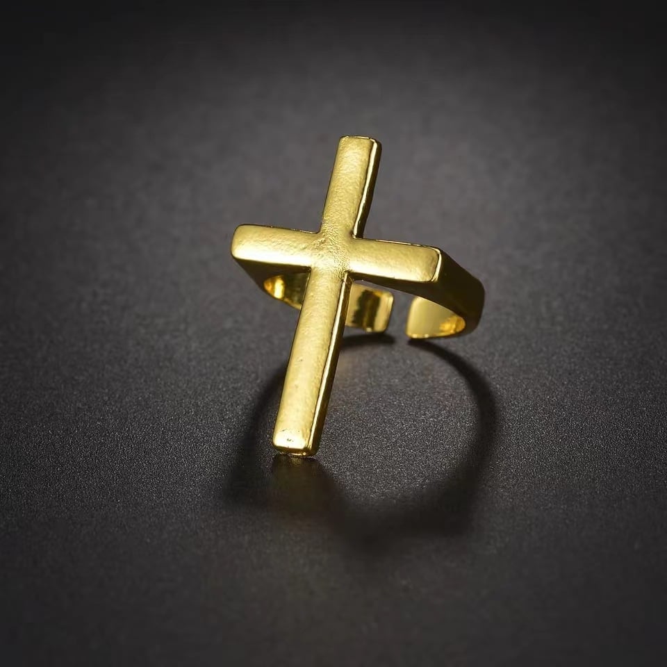 Anillo de Cruz dorado para Hombre