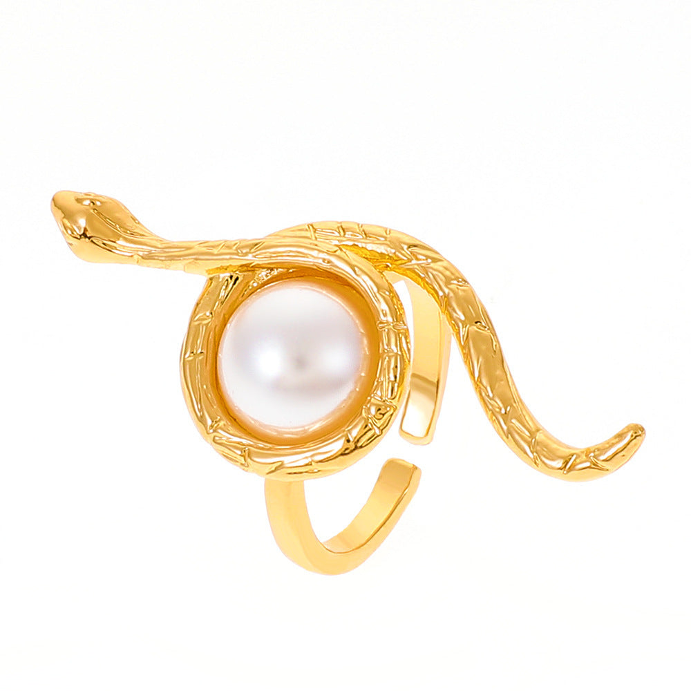 Anillo Perla Envuelto en Serpiente Fashion Minority