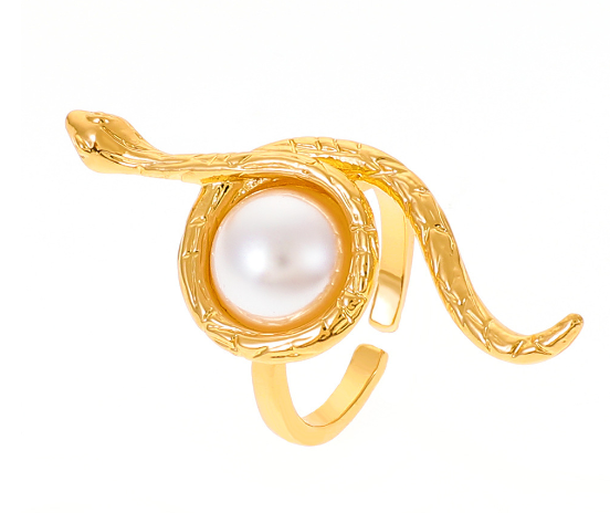 Anillo Perla Envuelto en Serpiente Fashion Minority